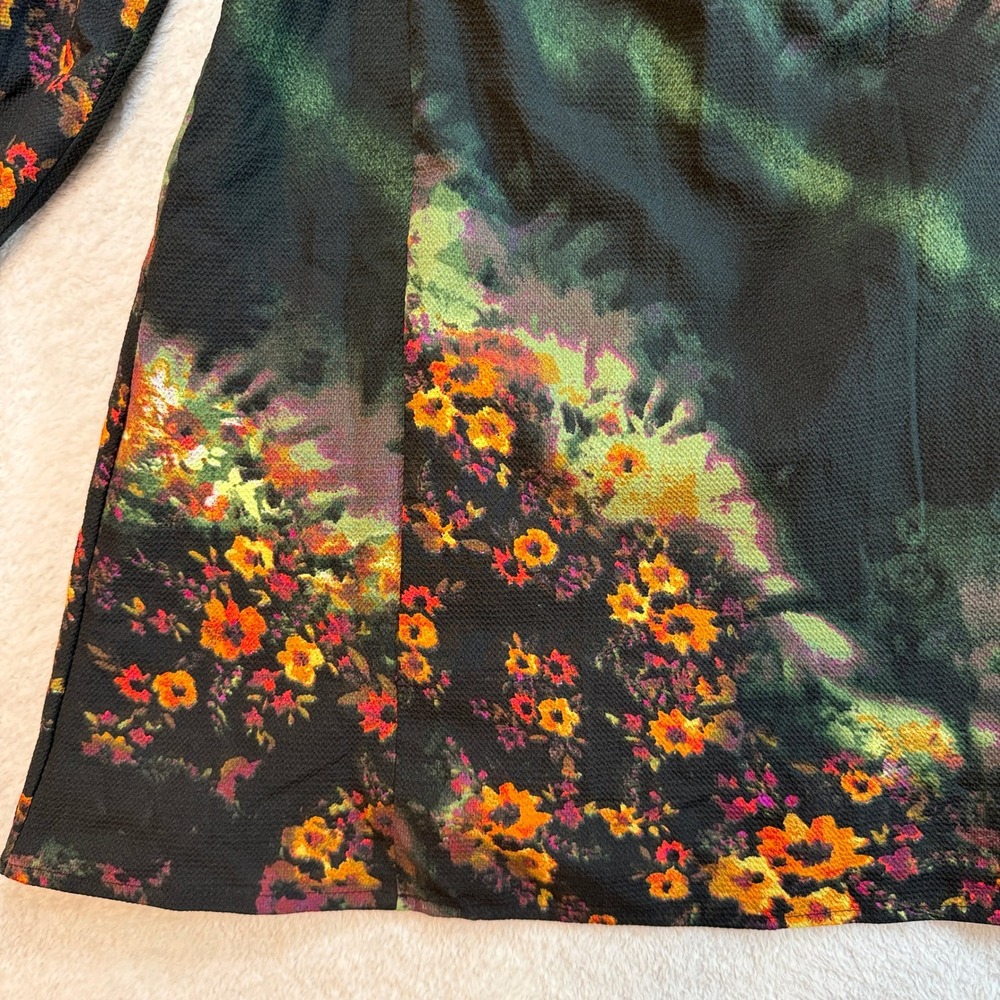 Urban Outfitters Dark Floral Balloon Sleeve Mini Dress Black Multi Size XS - Picture 9 of 10